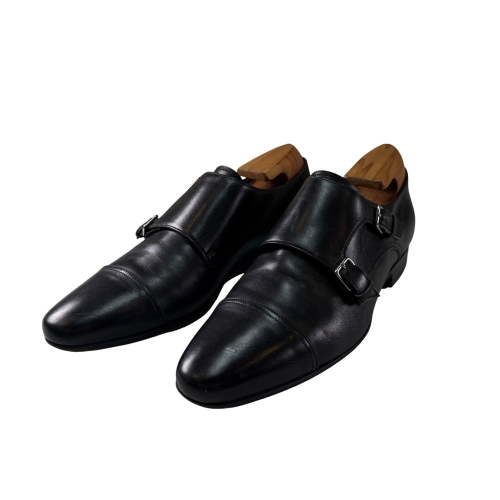 Givenchy Paris Mens Black Leather Double Monk Strap Shoes EU 41 US 8.5 Italy